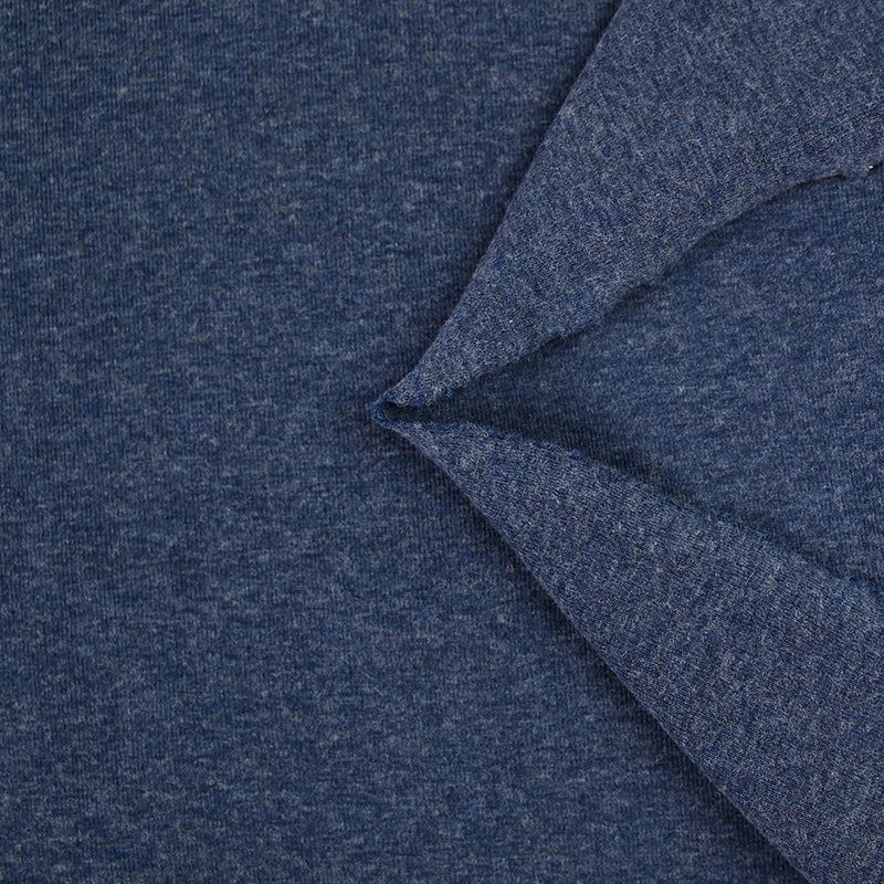 Jersey côtelé de laine mélangée bleu chiné