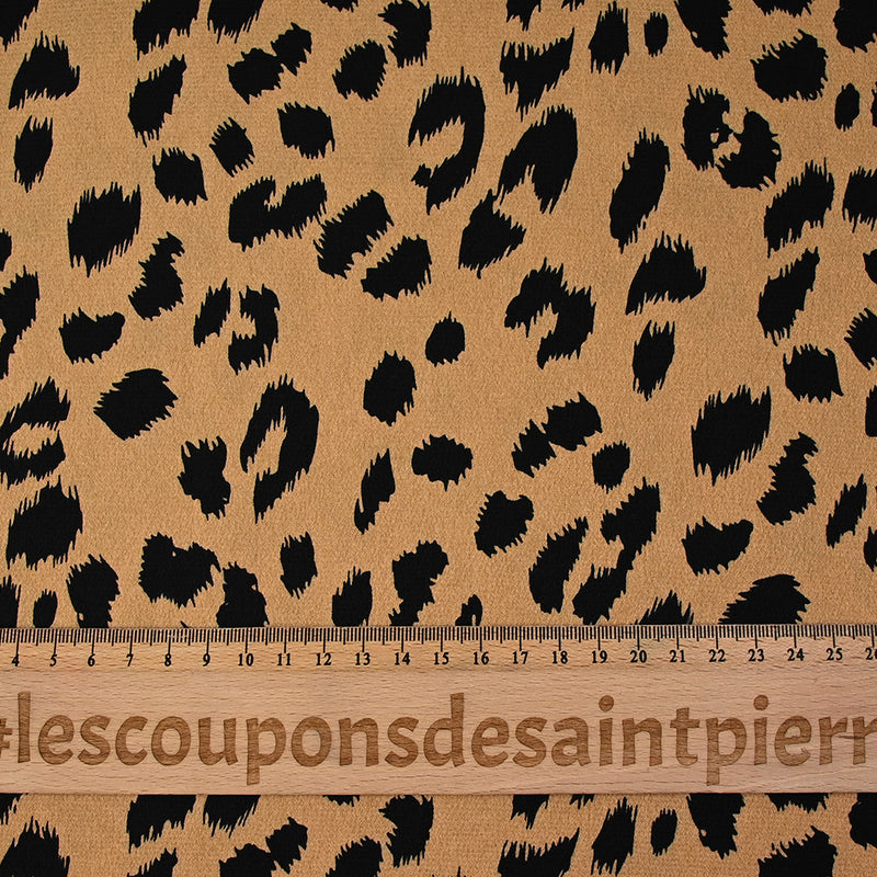 Crêpe satiné de polyester sauvage noire fond mordoré