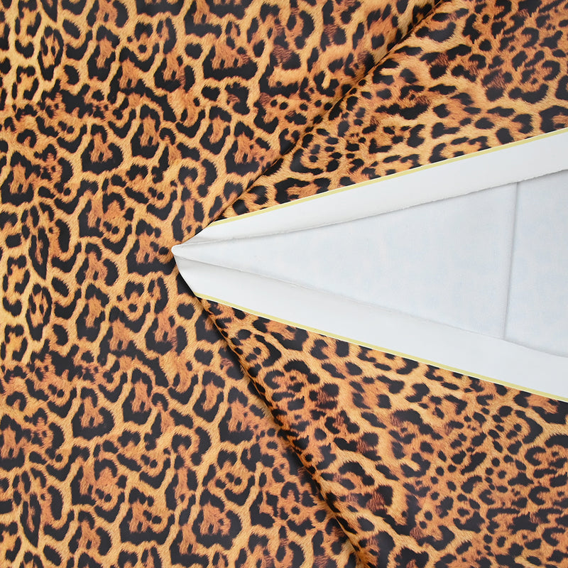 Tissu imperméable déperlant imprimé fourrure léopard fond jaune