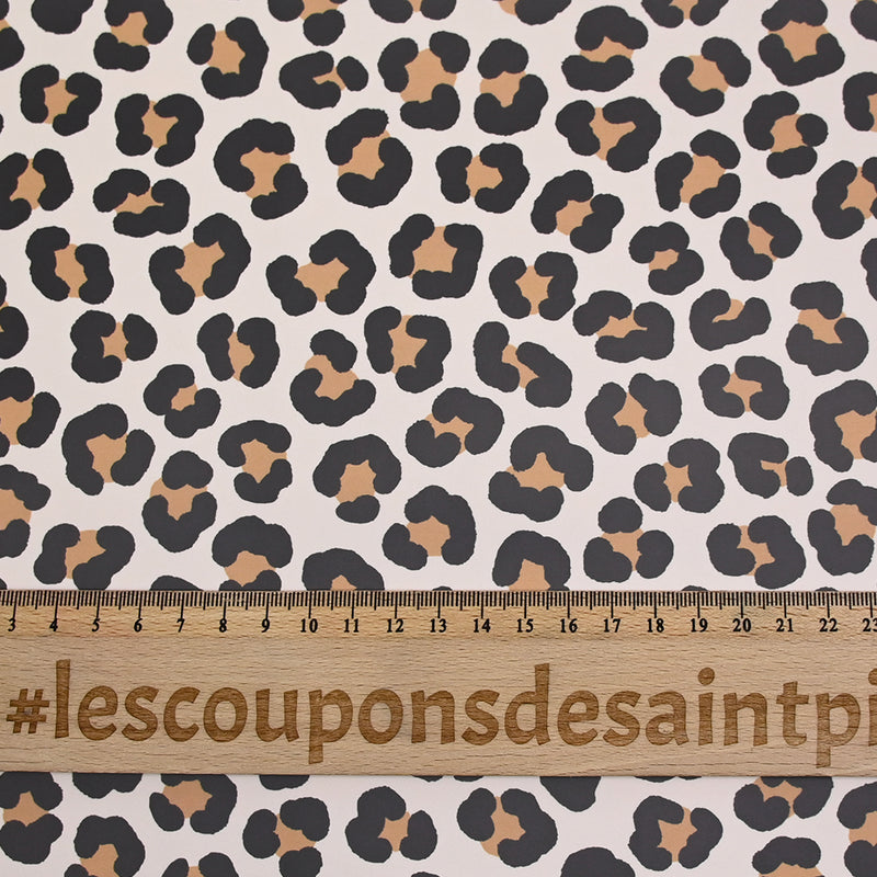 Tissu imperméable déperlant imprimé tacheté marron fond beige