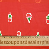 Coton imprimé petites fleurs fond rouge