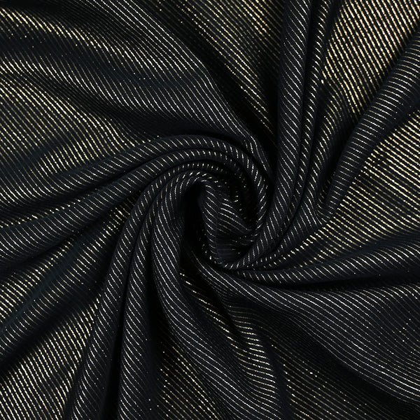 Polyviscose fine rayure dorée fond noir