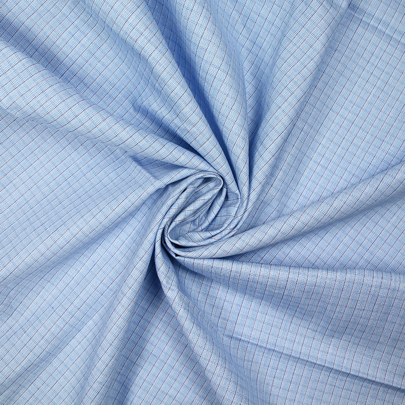 Cotton woven shirt dyed blue stripes white background