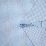 Cotton woven shirt dyed blue stripes white background