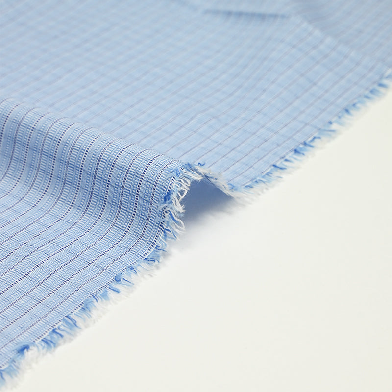 Cotton woven shirt dyed blue stripes white background