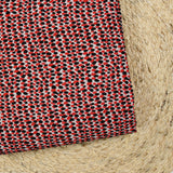 Jacquard polyviscose pois rouge et noir fond blanc