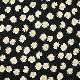 Jacquard de coton natté marguerite fond noir