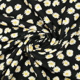 Jacquard de coton natté marguerite fond noir