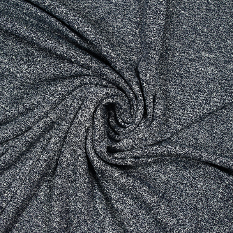 Maille de polyester chinée et mouchetée bleu marine
