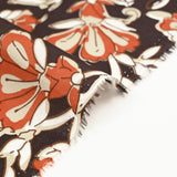 Indian cotton country print brick and taupe brown background