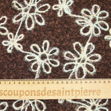Lainage bouclette fantaisie florale multicolore fond marron
