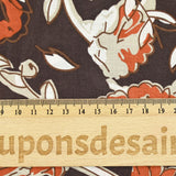 Indian cotton country print brick and taupe brown background