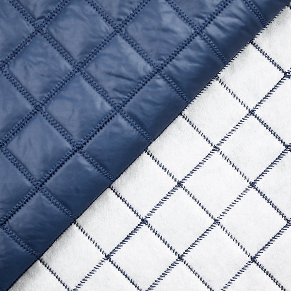 Matelassé polyester carreaux bleu marine