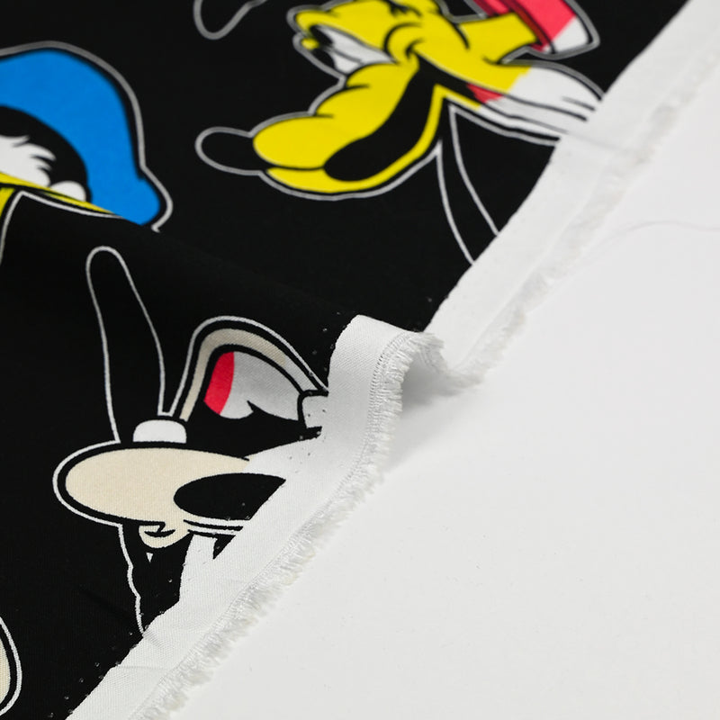 Viscose imprimée Mickey et compagnie fond noir