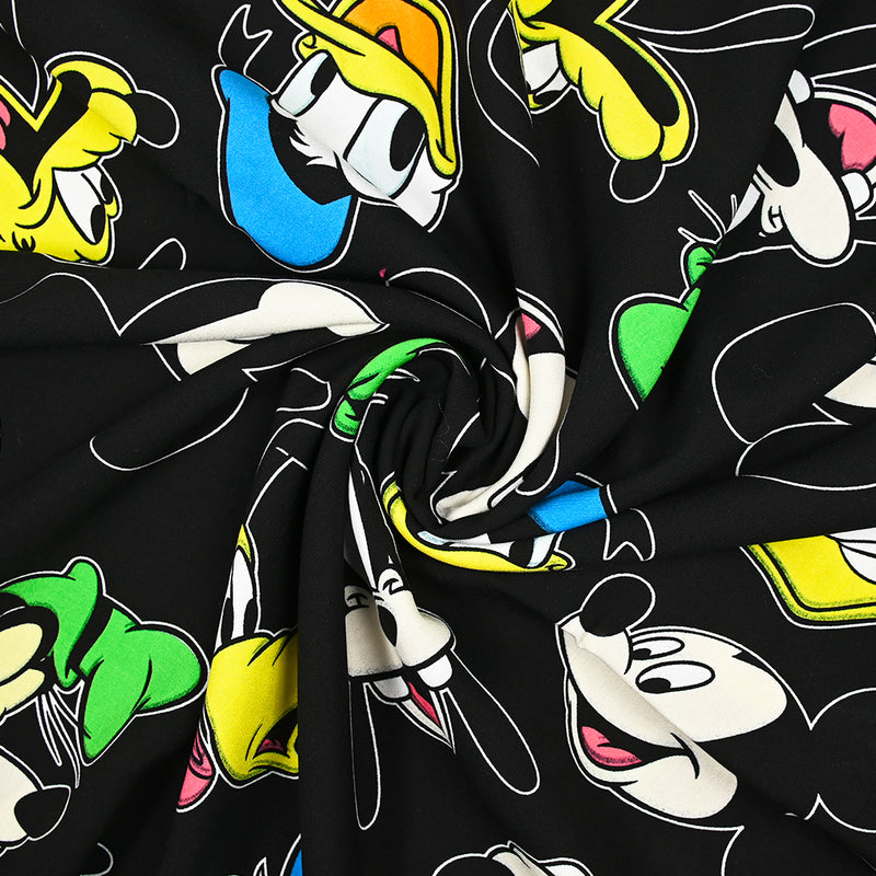 Viscose imprimée Mickey et compagnie fond noir