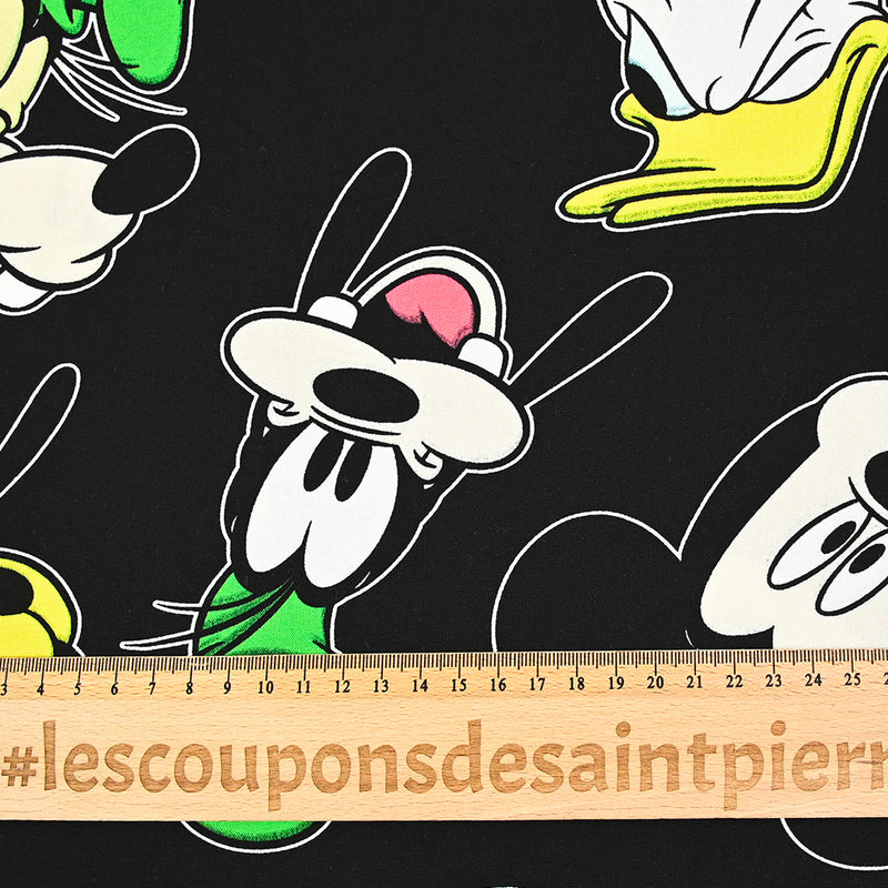Viscose imprimée Mickey et compagnie fond noir