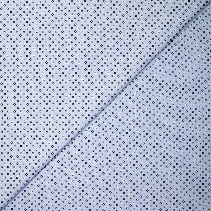 Coton tissé teint imprimé soleil noir fond bleu