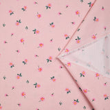 Coton rayé imprimé petite fleur rose fond rose