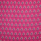 Coton indien imprimé Sati turquoise et blanc fond rose