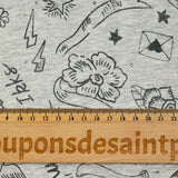 Jersey french terry coton imprimé rock gris chiné