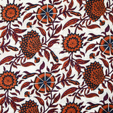 Coton indien imprimé Jiya fleurs et abeille rouille fond blanc