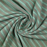 Voile 100% coton tissé-teint multi rayure menthe et kaki fond écru
