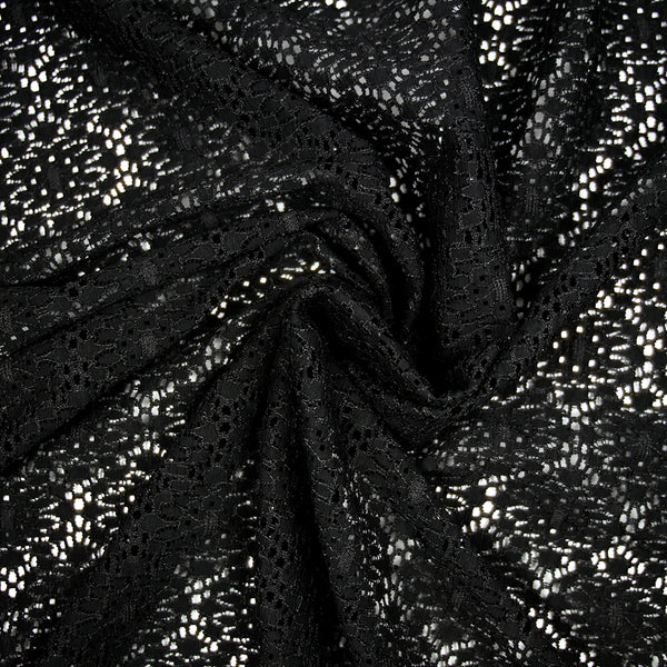 Guipure motif marguerite fond noir