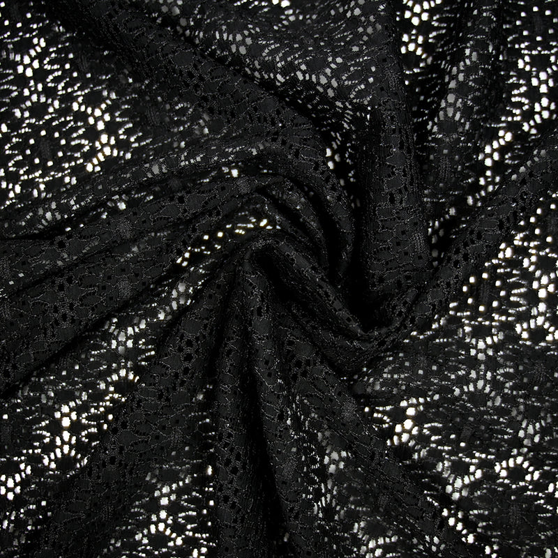 Guipure motif marguerite fond noir