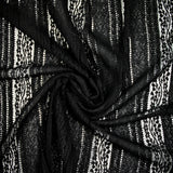 Dentelle polyester rayure à volants noir