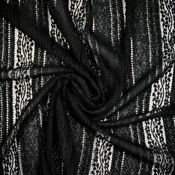 Dentelle rayure à volants noir