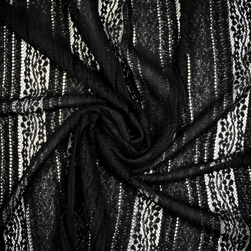 Dentelle polyester rayure à volants noir