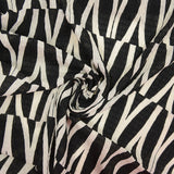 Smock polyester imprimé graphique noir fond écru