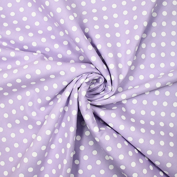 Coton imprimé pois 8mm fond parme