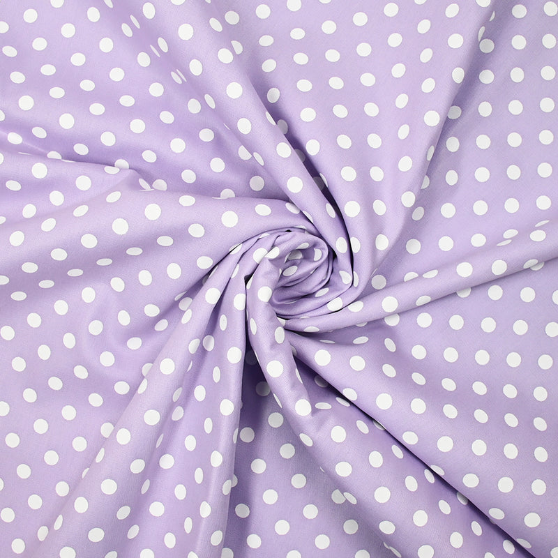 Coton imprimé pois 8mm fond parme