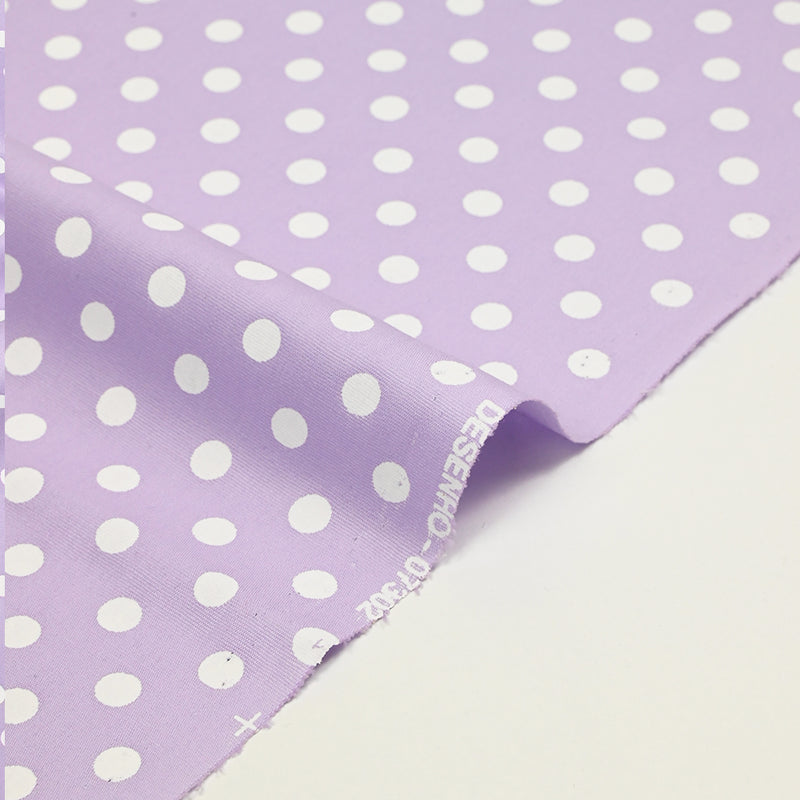Coton imprimé pois 8mm fond parme