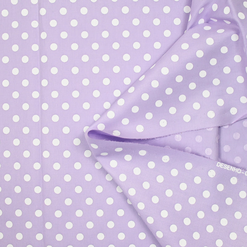 Coton imprimé pois 8mm fond parme