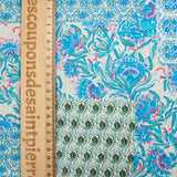 Simple gaze imprimée patchwork cachemire bleu