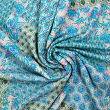 Simple gaze imprimée patchwork cachemire bleu
