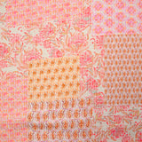 Simple pink cashmere patchwork printed gauze