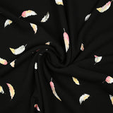 Viscose imprimée envolée de plumes fond noir