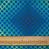 Gabardine de polyester imprimée petit pois bleu fond vert