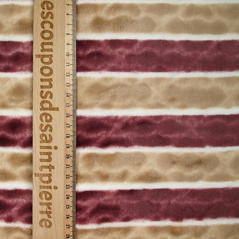 Polaire doudou à relief rayé sable et prune