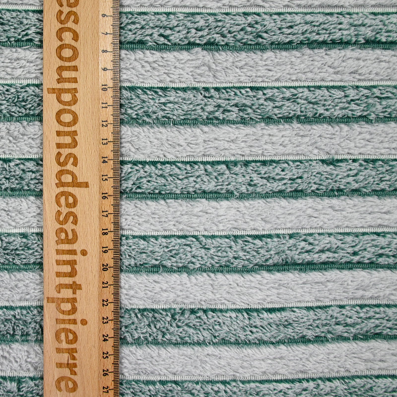 Polaire doudou rayé vert bouteille et gris neige