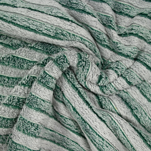 Polaire doudou rayé vert bouteille et gris neige