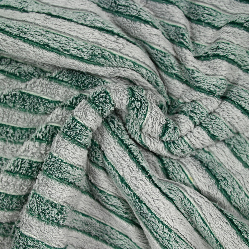 Polaire doudou rayé vert bouteille et gris neige