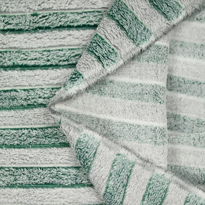 Polaire doudou rayé vert bouteille et gris neige