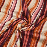 Crêpe viscose rayures trait de craie rouge et orange