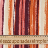 Crêpe viscose rayures trait de craie rouge et orange