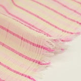 Simple gaze de coton tissée-teinte écrue rayure rose