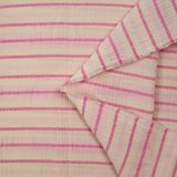 Simple gaze de coton tissée-teinte écrue rayure rose